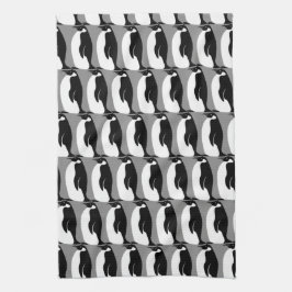 Paño De Cocina Patrón pingüino blanco negro gris