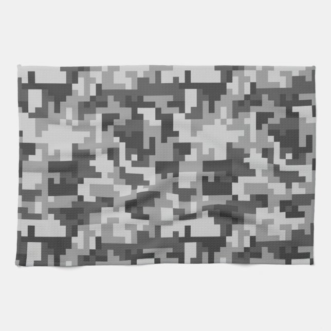 Paño De Cocina Patrón Pixel Grey y Black Army (Horizontal)