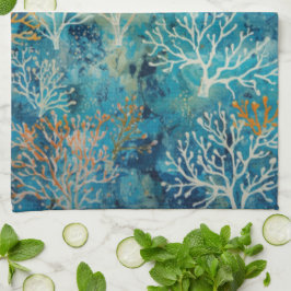 Paño De Cocina Patrón playero Coral Azul