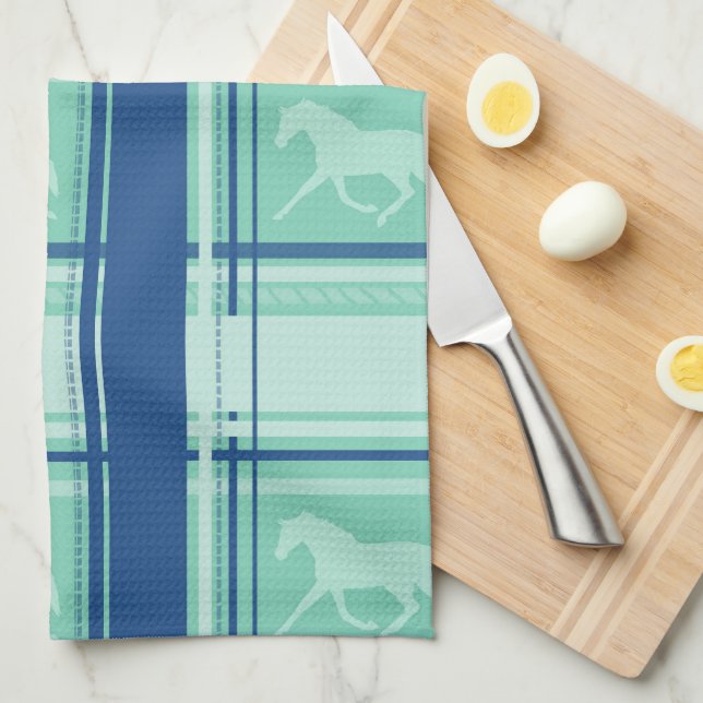 Paño De Cocina Patrón Pony de Placas Azules (Doblado Cuarto)