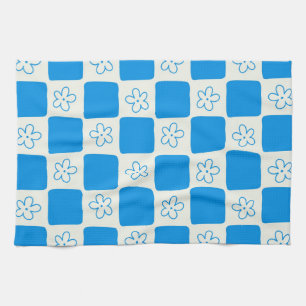 Paño De Cocina Patrón Preppy Blue Flower Checkpoint