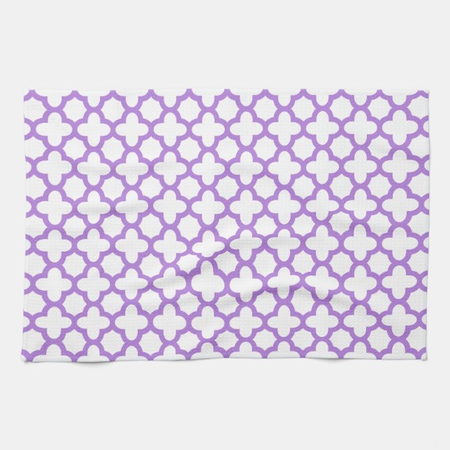 Paño De Cocina Patrón Quatrefoil de Lavender (Horizontal)