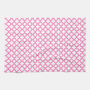 Paño De Cocina Patrón Quatrefoil Rosa Caliente
