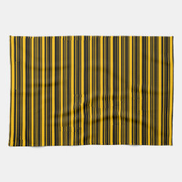Paño De Cocina Patrón rayado amarillo negro y ámbar
