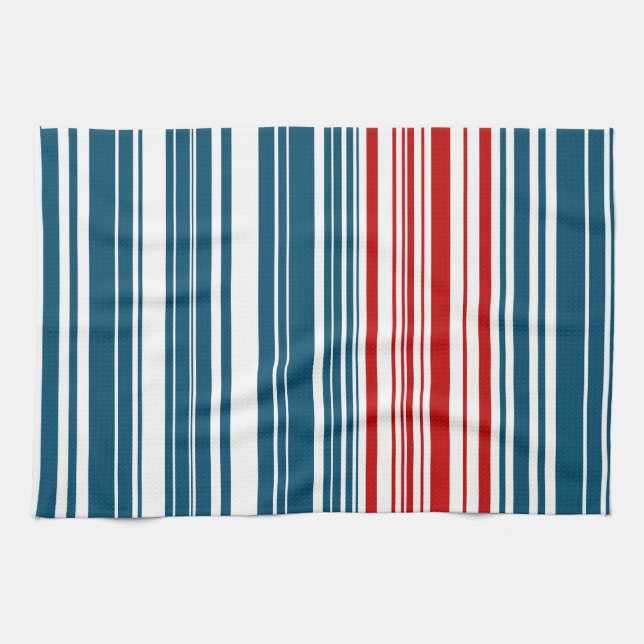 Paño De Cocina Patrón rayado azul rojo blanco (Horizontal)