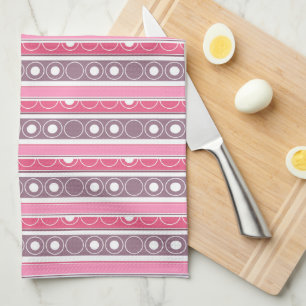 Paño De Cocina Patrón rayado con círculos y anillos estilo retro