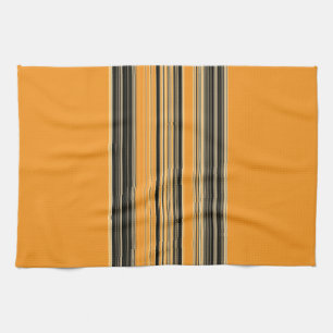 Paño De Cocina Patrón rayado de Naranja blanco negro