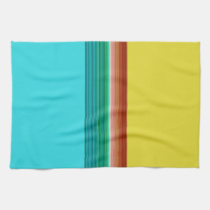 Paño De Cocina Patrón rayado multicolor azul amarillo