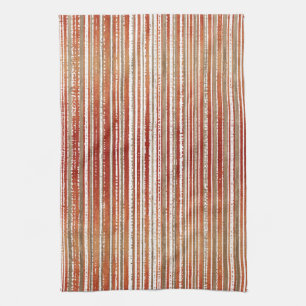 Paño De Cocina Patrón rayado rojo, beige y blanco