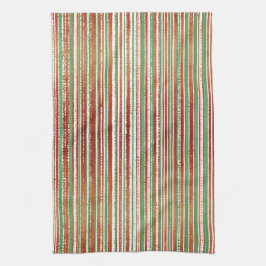 Paño De Cocina Patrón rayado rojo, verde y blanco