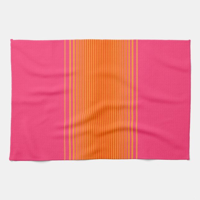Paño De Cocina Patrón rayado rosado y naranja (Horizontal)