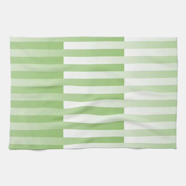 Paño De Cocina Patrón rayado verde blanco (Horizontal)