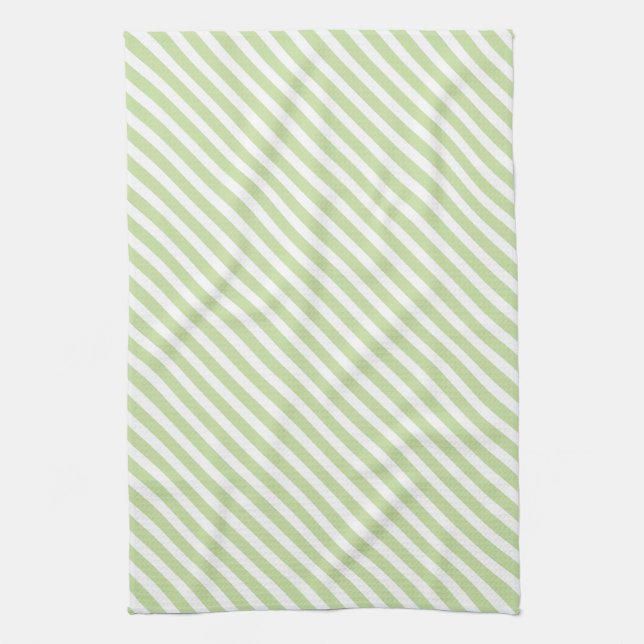 Paño De Cocina Patrón rayado verde y blanco (Vertical)