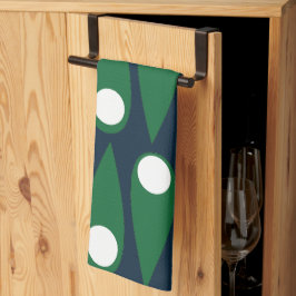 Paño De Cocina Patrón resumen verde y blanco