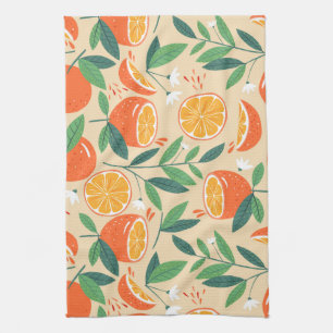 Paño De Cocina Patrón retro de fruta de cítricos naranja