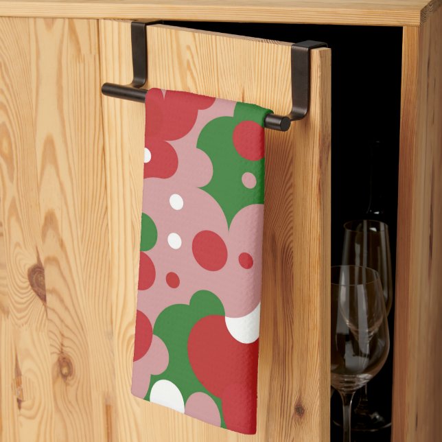 Paño De Cocina Patrón Retro de Navidad Groovy Funky Mod (Pliegue de tercios)