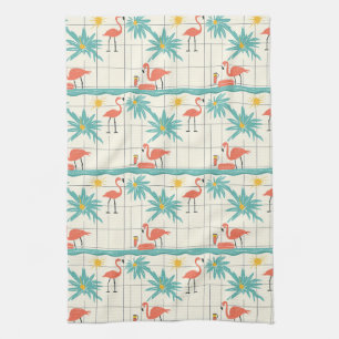 Paño De Cocina Patrón Retro de Verano junto a la Piscina de Flame