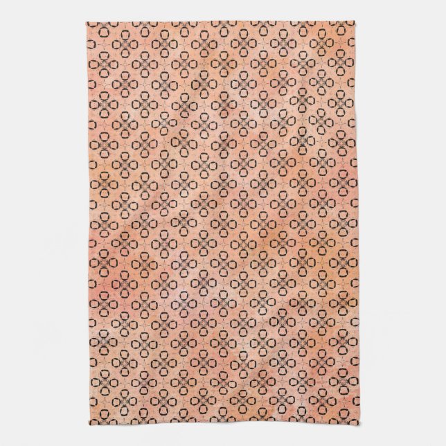 Paño De Cocina Patrón retro rosa, Naranja y negro (Vertical)