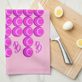 Paño De Cocina Patrón retro rosado en estilo de moda con monogram