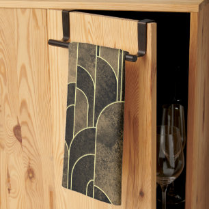 Paño De Cocina Patrón rico marrón y oro Art déco