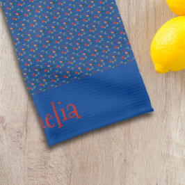 Paño De Cocina Patrón rojo amarillo mini azul