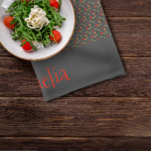 Paño De Cocina Patrón rojo amarillo mini silvestre gris