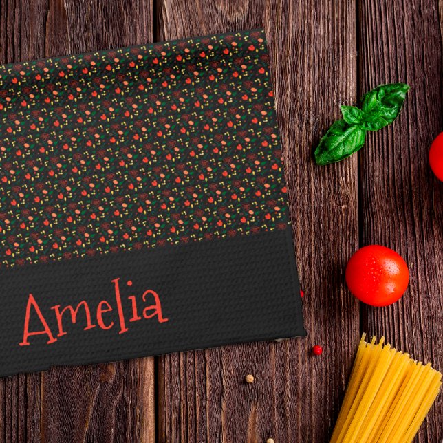 Paño De Cocina Patrón rojo amarillo mini silvestre negro (Subido por el creador)