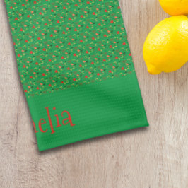 Paño De Cocina Patrón rojo amarillo mini verde