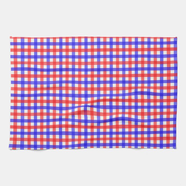 Paño De Cocina Patrón rojo azul de Gingham (Horizontal)