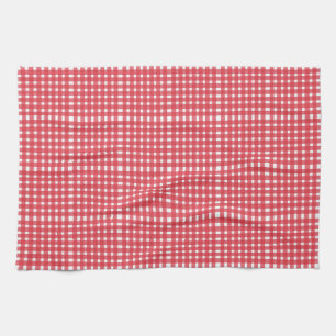 Paño De Cocina Patrón rojo de Gingham blanco