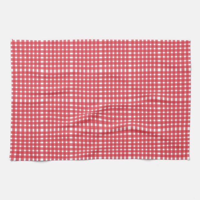 Paño De Cocina Patrón rojo de Gingham blanco (Horizontal)
