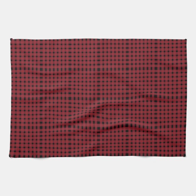 Paño De Cocina Patrón rojo negro de chapa de Gingham (Horizontal)