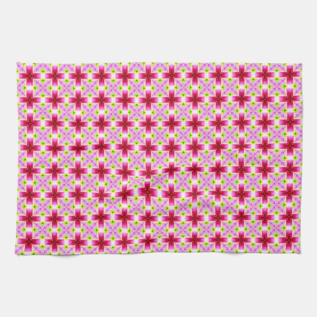 Paño De Cocina Patrón rojo rosado (Horizontal)