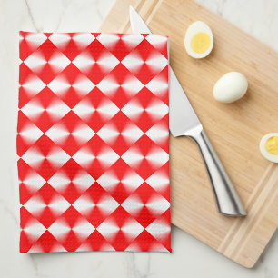 Paño De Cocina Patrón rojo y blanco revestido de diamante