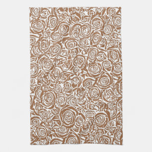 Paño De Cocina Patrón Rosa abstracto moderno, Taupe Tan y Blanco