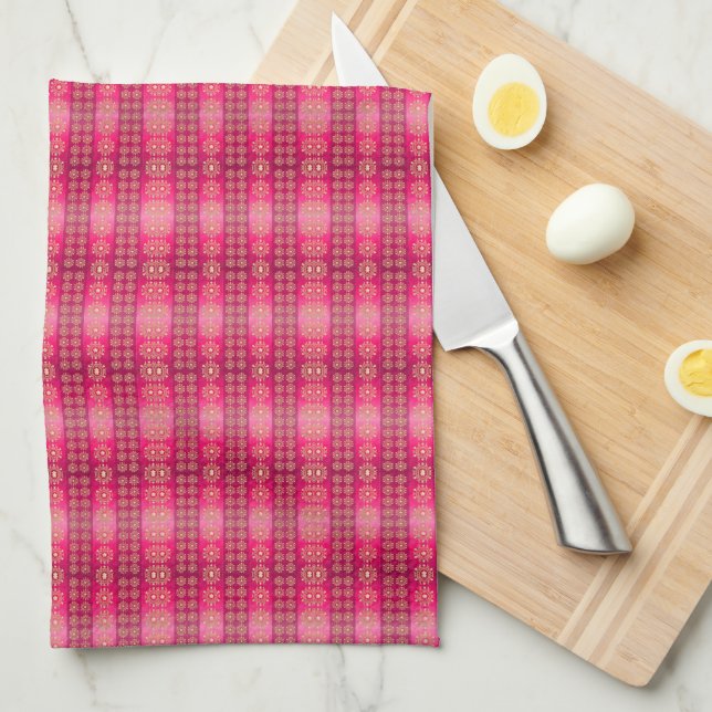 Paño De Cocina Patrón rosa de Boho bonito (Doblado Cuarto)