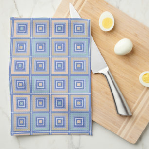 Paño De Cocina Patrón rústico de cuadrados en estilo patchwork