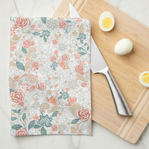 Paño De Cocina Patrón sin foco de flor floral vintage