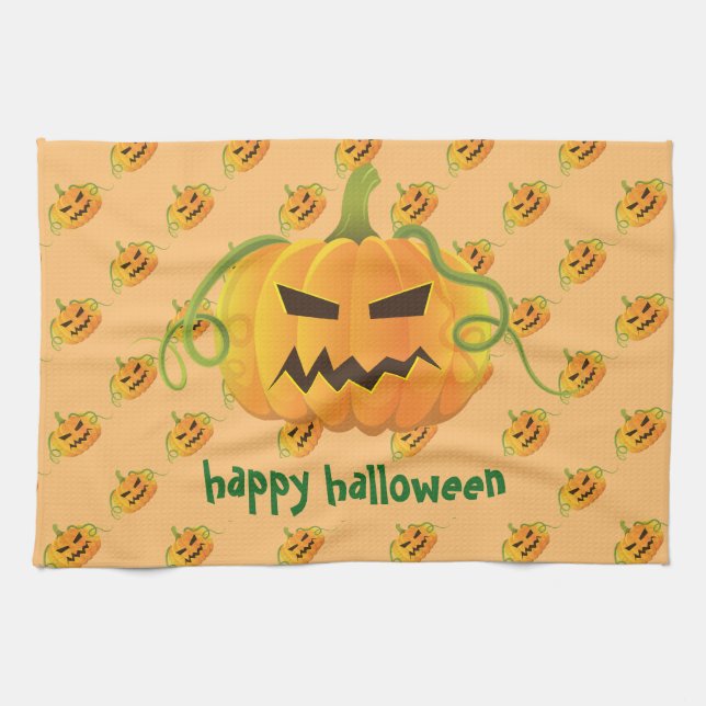 Paño De Cocina Patrón sin soldadura de calabaza de Halloween nara (Horizontal)