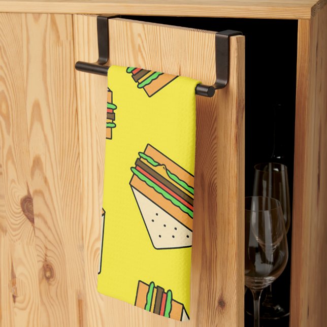 Paño De Cocina Patrón sin soldadura | Sandwich Puns| Sandwic (Pliegue de tercios)