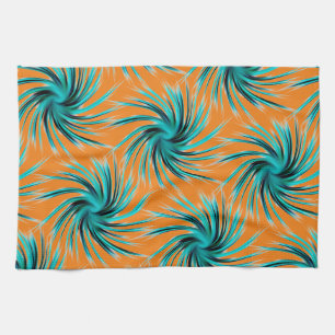 Paño De Cocina Patrón Swirl - Verde azulado Naranja Azul Verde Am
