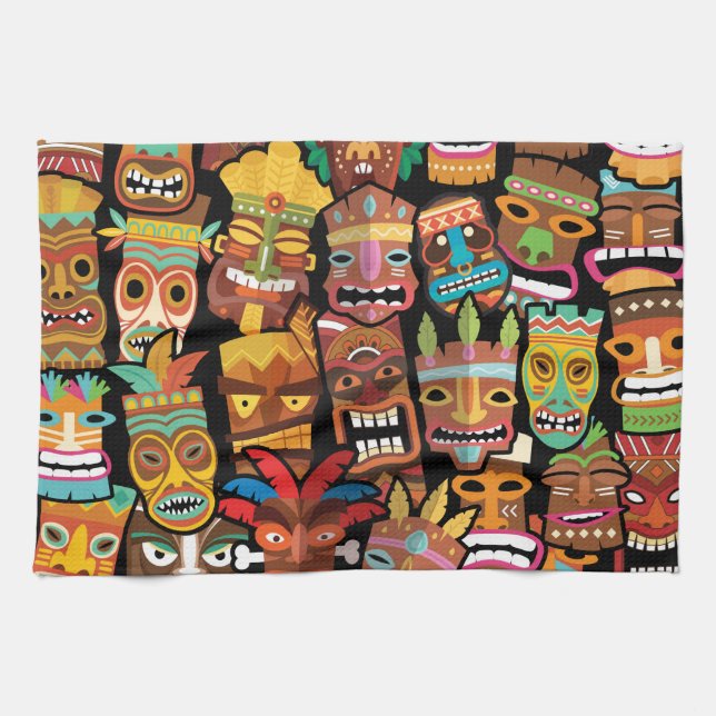 Paño De Cocina Patrón Tiki (Horizontal)