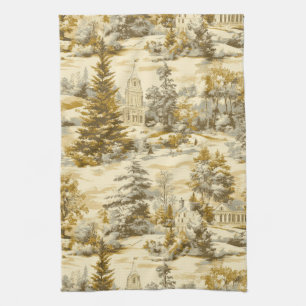 Paño De Cocina Patrón Toile de Jouy Bosque Invernal (4)
