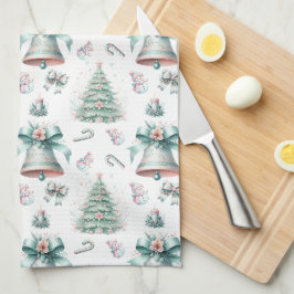 Paño De Cocina Patrón transparente para Navidades pasteles y mint