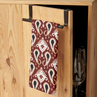 Paño De Cocina Patrón tribal de Ikat marrón oscuro taupe rojo
