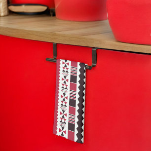 Paño De Cocina Patrón Tribal Rojo y Negro