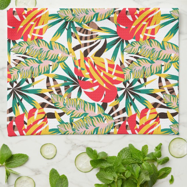 Paño De Cocina Patrón tropical brillante (Doblado)
