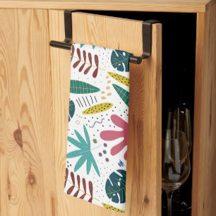Paño De Cocina patrón tropical con hojas coloridas