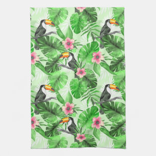 Paño De Cocina Patrón tropical con tocan