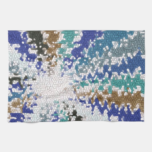 Paño De Cocina Patrón único amarillo verde azul (Horizontal)